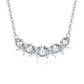 wholesale 925 Sterling Silver Elegant Zircon Necklace With Five-stone Curved Bar Pendant And Delicate Silver Chain-0-0