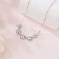 wholesale 925 Sterling Silver Elegant Zircon Halo Necklace: Timeless Elegance With Five Radiant Stones-0-4