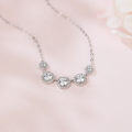 wholesale 925 Sterling Silver Elegant Zircon Halo Necklace: Timeless Elegance With Five Radiant Stones-0-1