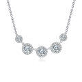 wholesale 925 Sterling Silver Elegant Zircon Halo Necklace: Timeless Elegance With Five Radiant Stones-0-0