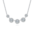 wholesale 925 Sterling Silver Elegant Zircon Halo Necklace: Timeless Elegance With Five Radiant Stones-0-5