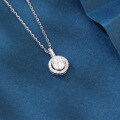 wholesale 925 Sterling Silver Elegant Round Halo Solitaire Moissanite Pendant Necklace In Plated with White Gold-0-3