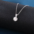 wholesale 925 Sterling Silver Elegant Solitaire Moissanite Pendant Necklace With Micro-pave Accents On Delicate Chain-0-4