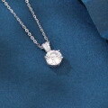 wholesale 925 Sterling Silver Elegant Solitaire Moissanite Pendant Necklace With Micro-pave Accents On Delicate Chain-0-3