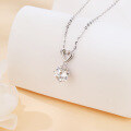 wholesale 925 Sterling Silver Elegant Heart-shaped Moissanite Pendant Necklace With Chain Link Design-0-4