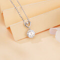 wholesale 925 Sterling Silver Elegant Heart-shaped Moissanite Pendant Necklace With Chain Link Design-0-3