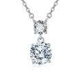 wholesale 925 Sterling Silver Elegant Double Moissanite Pendant Necklace In Sterling Silver-0-0
