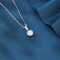wholesale 925 Sterling Silver Elegant Moissanite Pendant Necklace With Classic Silver Chain-0-4