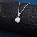 wholesale 925 Sterling Silver Elegant Moissanite Pendant Necklace With Classic Silver Chain-0-3