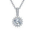 wholesale 925 Sterling Silver Elegant Moissanite Pendant Necklace With Classic Silver Chain-0-0