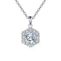 wholesale 925 Sterling Silver Elegant Moissanite Cluster Pendant Necklace In Plated with White Gold – Timeless Luxury Jewelry-0-0