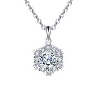 wholesale 925 Sterling Silver Elegant Moissanite Cluster Pendant Necklace In Plated with White Gold – Timeless Luxury Jewelry-