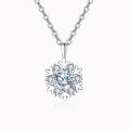 wholesale 925 Sterling Silver Elegant Snowflake Moissanite Pendant Necklace In Sterling Silver-0-0