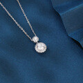 wholesale 925 Sterling Silver Elegant Double Moissanite Pendant Necklace With Silver Chain-0-4
