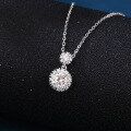 wholesale 925 Sterling Silver Elegant Double Moissanite Pendant Necklace With Silver Chain-0-3