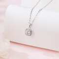 wholesale 925 Sterling Silver Elegant Moissanite Halo Square Pendant Necklace On Delicate Silver Chain – Timeless Luxury Jewelry-0-3