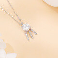 wholesale 925 Sterling Silver Elegant Moissanite Feather Necklace With Silver Chain And Sparkling Accents-0-4