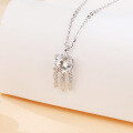 wholesale 925 Sterling Silver Elegant Moissanite Feather Necklace With Silver Chain And Sparkling Accents-0-3