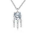wholesale 925 Sterling Silver Elegant Moissanite Feather Necklace With Silver Chain And Sparkling Accents-0-0