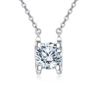 wholesale 925 Sterling Silver Elegant Solitaire Moissanite Necklace In Sterling Silver-