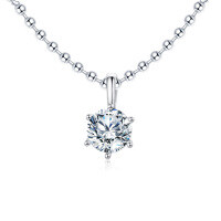 wholesale 925 Sterling Silver Elegant Solitaire Moissanite Necklace In Platinum-plated Sterling Silver With Six-prong Setting-