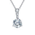 wholesale 925 Sterling Silver Elegant Triple Moissanite Solitaire Necklace With Graduated Stones-0-0