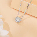 wholesale 925 Sterling Silver Elegant Moissanite Halo Pendant Necklace With Sparkling Square Frame-0-4