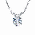 wholesale 925 Sterling Silver Elegant Solitaire Moissanite Necklace With Silver Chain: Timeless Beauty Meets Modern Elegance-0-0