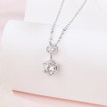 wholesale 925 Sterling Silver Elegant Double Moissanite Hexagon Pendant Necklace In Sterling Silver-0-4