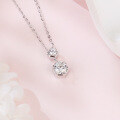 wholesale 925 Sterling Silver Elegant Double Moissanite Hexagon Pendant Necklace In Sterling Silver-0-3