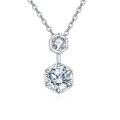 wholesale 925 Sterling Silver Elegant Double Moissanite Hexagon Pendant Necklace In Sterling Silver-0-0
