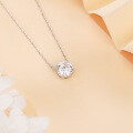 wholesale 925 Sterling Silver Elegant Solitaire Moissanite Necklace With Silver Chain: Timeless Beauty For Any Occasion-0-3