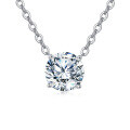 wholesale 925 Sterling Silver Elegant Solitaire Moissanite Necklace With Silver Chain: Timeless Beauty For Any Occasion-0-0
