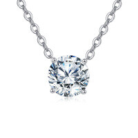 wholesale 925 Sterling Silver Elegant Solitaire Moissanite Necklace With Silver Chain: Timeless Beauty For Any Occasion-