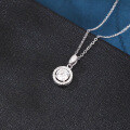 wholesale 925 Sterling Silver Elegant Moissanite Pendant Necklace With Silver Chain And Classic Halo Design-0-4