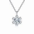 wholesale 925 Sterling Silver Elegant Moissanite Snowflake Pendant Necklace – Timeless Elegance Meets Modern Charm-0-0
