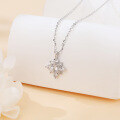 wholesale 925 Sterling Silver Elegant Floral Moissanite Pendant Necklace With Sparkling Silver Chain-0-4