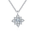 wholesale 925 Sterling Silver Elegant Floral Moissanite Pendant Necklace With Sparkling Silver Chain-0-0