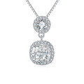 wholesale 925 Sterling Silver Elegant Moissanite Pendant Necklace With Double Halo Design In Silver Chain-0-0