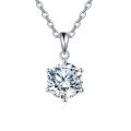 wholesale 925 Sterling Silver Elegant Solitaire Moissanite Pendant Necklace In Platinum-plated Sterling Silver-0-0
