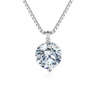 wholesale 925 Sterling Silver Elegant Solitaire Moissanite Pendant Necklace In Sterling Silver-