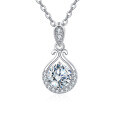 wholesale 925 Sterling Silver Elegant Moissanite Pendant Necklace With Classic Teardrop Design-0-0
