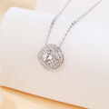 wholesale 925 Sterling Silver Elegant Moissanite Necklace With Double Halo Design In Plated with White Gold-0-4