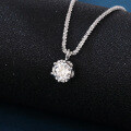 wholesale 925 Sterling Silver Elegant Moissanite Pendant Necklace With Silver Chain And Sparkling Accents-0-4