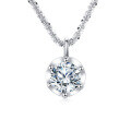 wholesale 925 Sterling Silver Elegant Moissanite Pendant Necklace With Silver Chain And Sparkling Accents-0-0