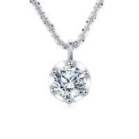 wholesale 925 Sterling Silver Elegant Moissanite Pendant Necklace With Silver Chain And Sparkling Accents-