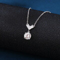 wholesale 925 Sterling Silver Elegant Moissanite Heart Pendant Necklace In Plated with White Gold/silver – Luxury Jewelry Gift-0-3