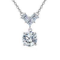 wholesale 925 Sterling Silver Elegant Moissanite Heart Pendant Necklace In Plated with White Gold/silver – Luxury Jewelry Gift-