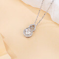 wholesale 925 Sterling Silver Elegant Moissanite Teardrop Pendant Necklace With Sparkling Accents-0-3