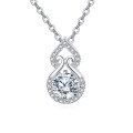 wholesale 925 Sterling Silver Elegant Moissanite Teardrop Pendant Necklace With Sparkling Accents-0-0